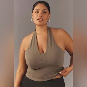 NEW ANTHROPOLOGIE Plus Tailored Halter Top in Moss 1X